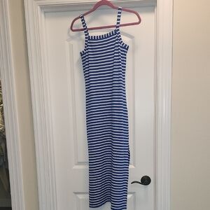 Loft White/blue Striped Dress